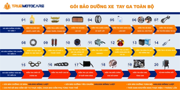 Bảo dưỡng xe tay ga toàn bộ với 20 bước