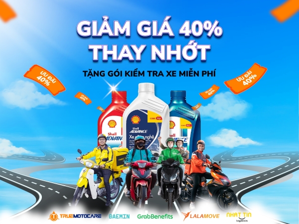 Chương trình ưu đãi thay nhớt giảm giá 40% dành cho tài xế xe công nghệ đối với tài xế grab, baemin, Nhất Tín Logistics, Lalamove