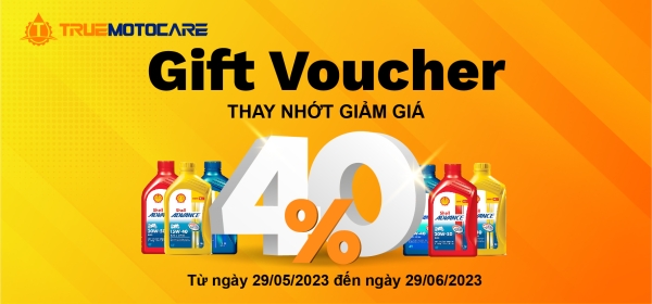 Voucher thay nhớt xe máy giảm giá 40%