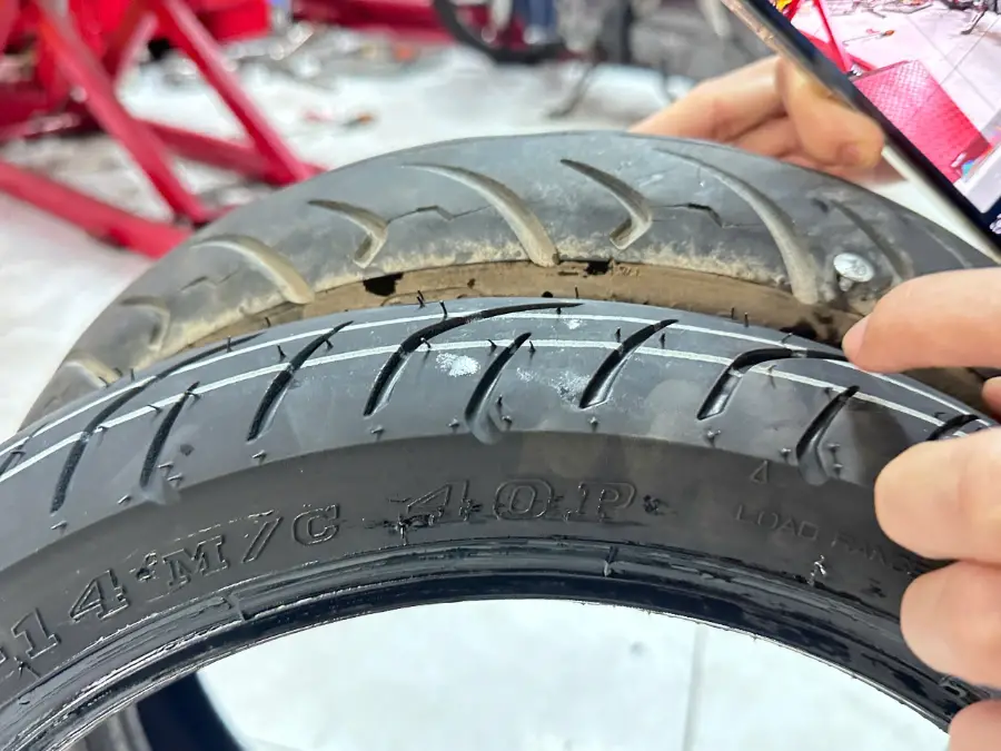 So sánh lốp xe Ab bị mòn và lốp xe mới