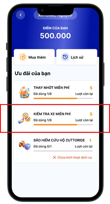 Chọn "Kiếm tra xe miễn phí"