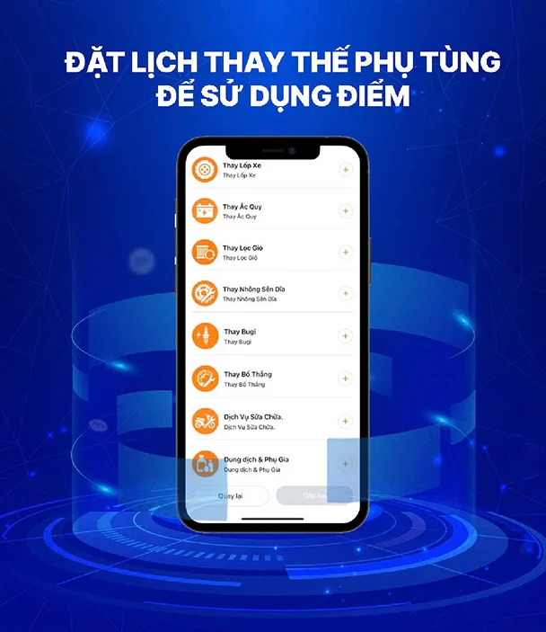Tặng điểm sử dụng trên app