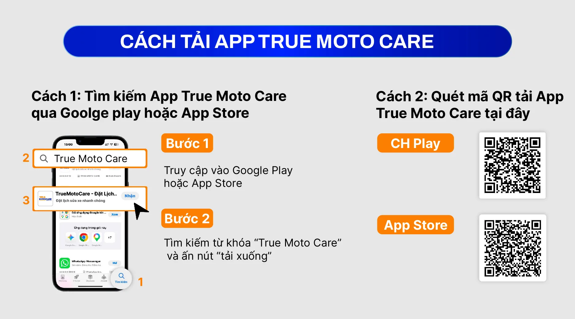 Hướng dẫn tải app True Moto Care để kích hoạt thẻ dịch vụ Hướng dẫn tải app True Moto Care để kích hoạt thẻ dịch vụ