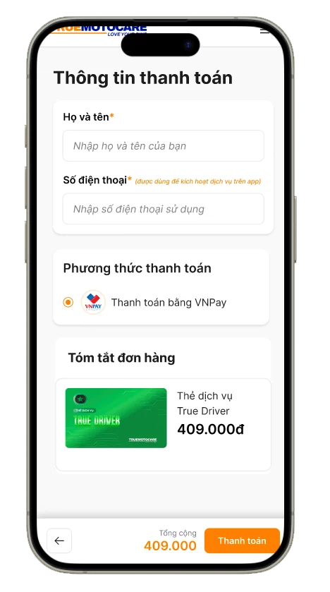 Điền thông tin mua thẻ