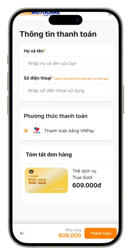 Điền thông tin mua thẻ