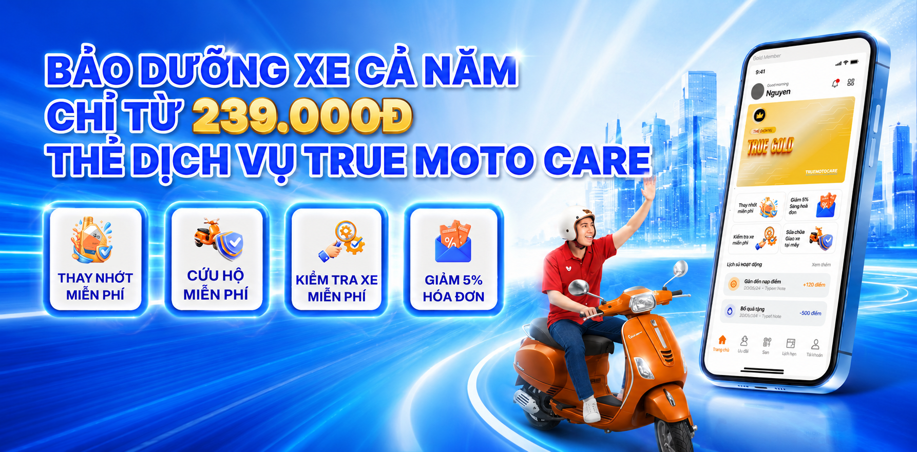 THẺ DỊCH VỤ TRUE MOTO CARE