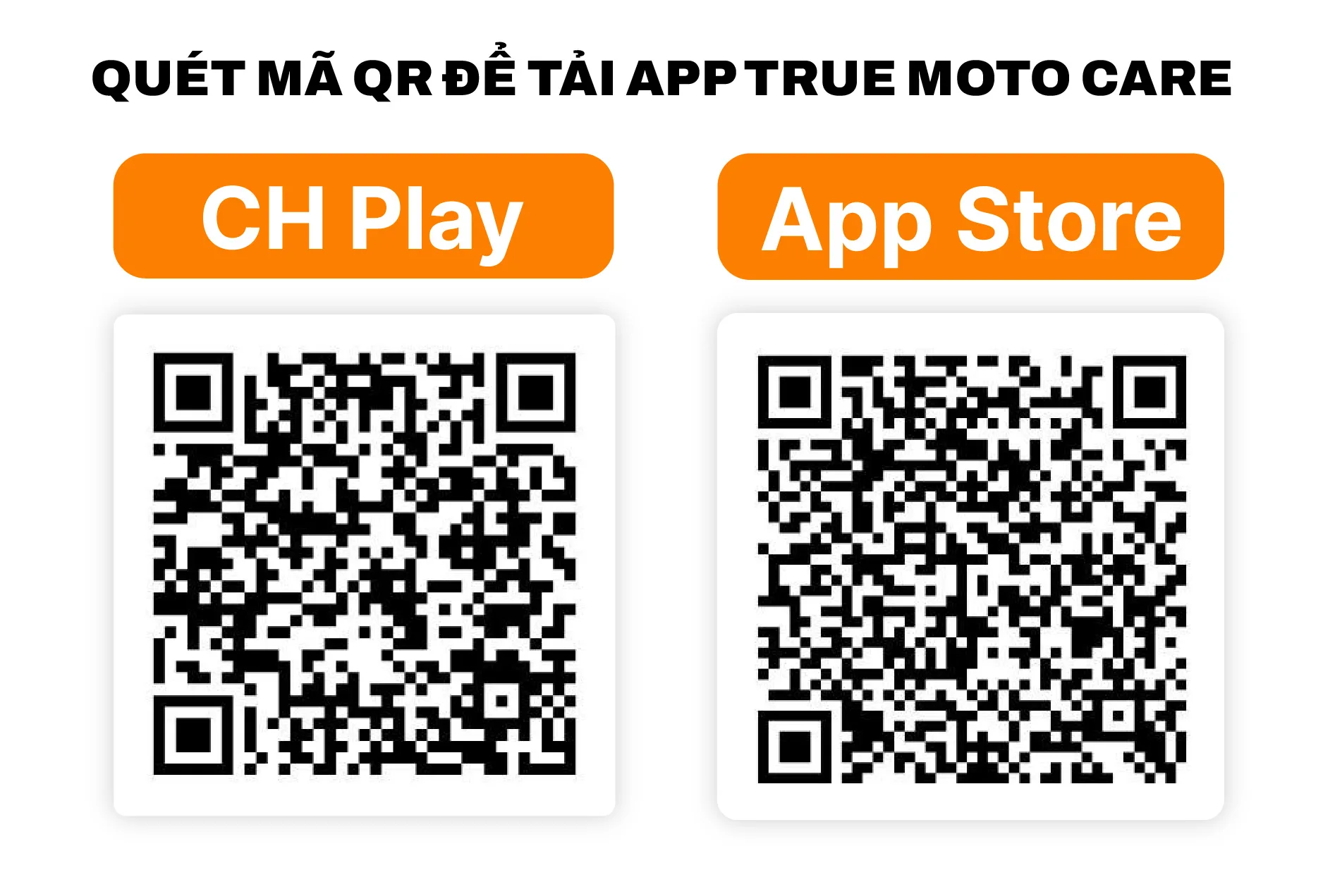 Quét mã QR tải App True Moto Care để kích hoạt thẻ dịch vụ