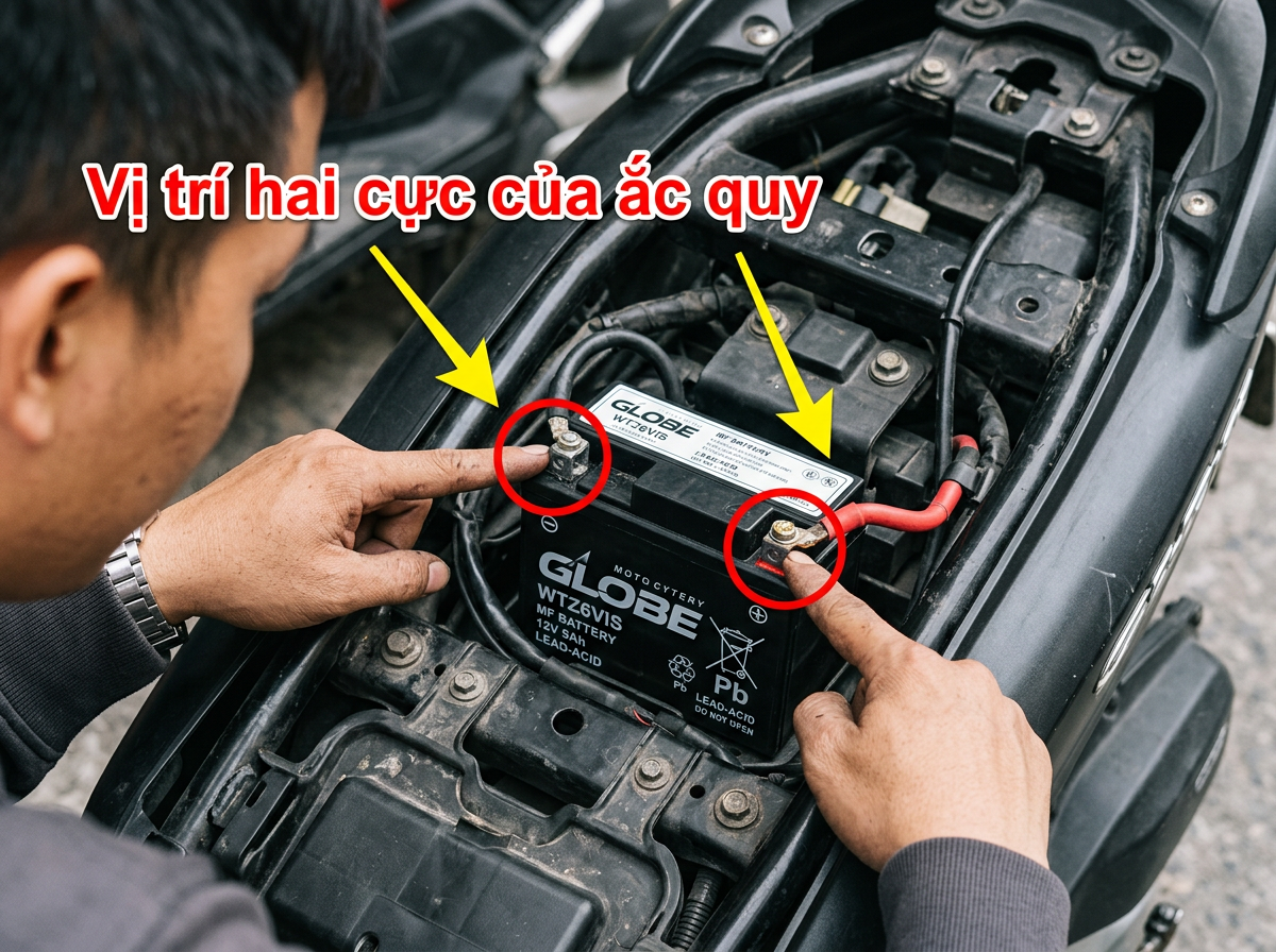 Hướng dẫn cách tháo bình ắc quy xe Vision an toàn và đúng kỹ thuật