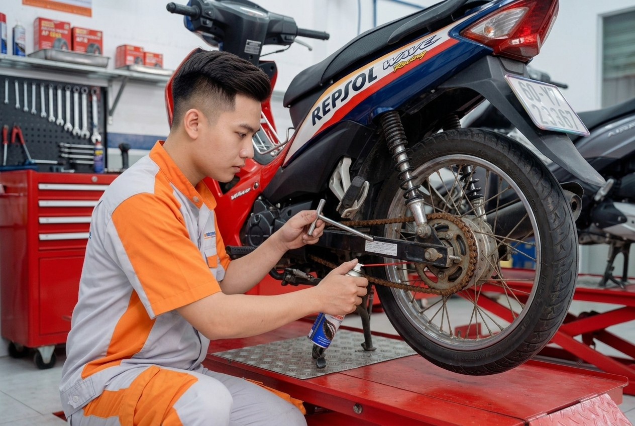 Kiểm tra và khắc phục sên kêu cạch cạch cho xe máy xăng
