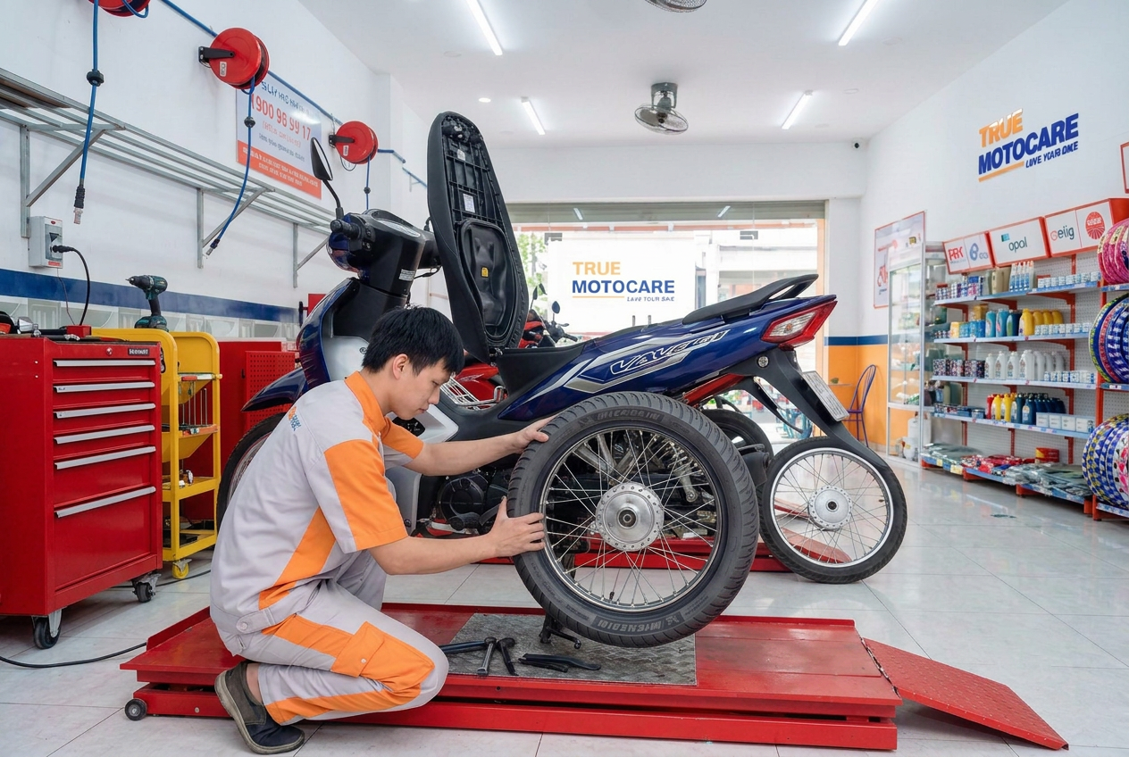 Thợ True Moto Care thay lốp cho xe wave alpha Thợ True Moto Care thay lốp cho xe wave alpha