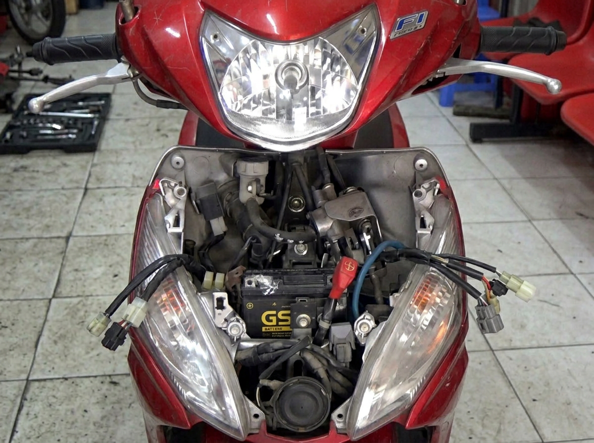 Vị trí lắp đặt ắc quy trên xe Honda Vision đời cũ phiên bản 2011 đến 2013