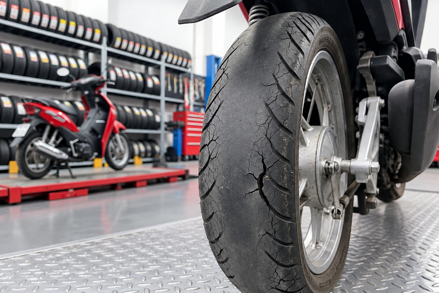Dấu hiệu lốp xe máy quá mòn hoặc rạn nứt cần phải thay thế ngay Dấu hiệu lốp xe máy quá mòn hoặc rạn nứt cần phải thay thế ngay